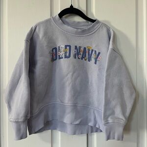 Old Navy Light Purple Crewneck with Floral Logo girls XS (5)